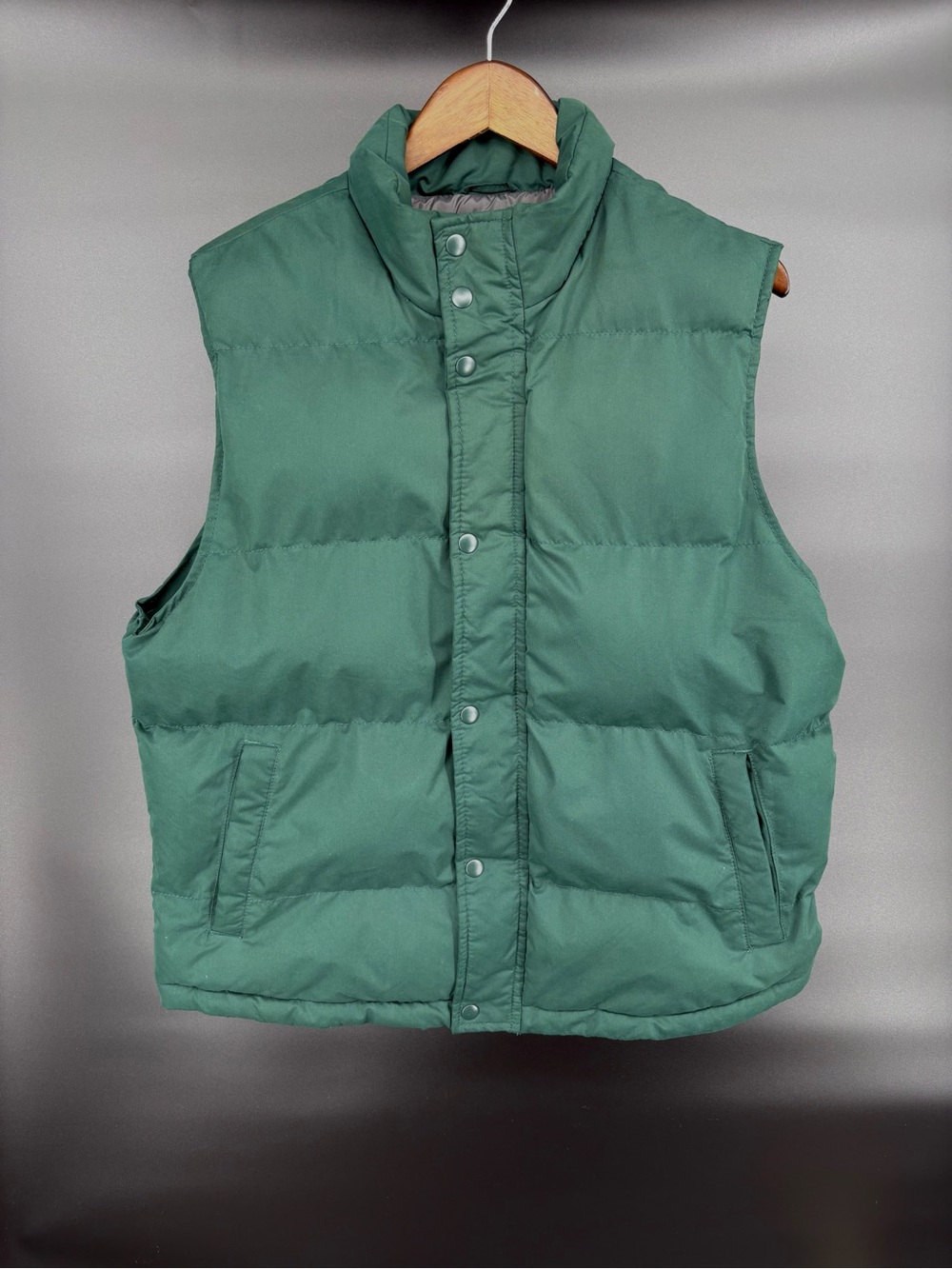 St. John's Bay Green Quilted Puffer Vest with Snap Front